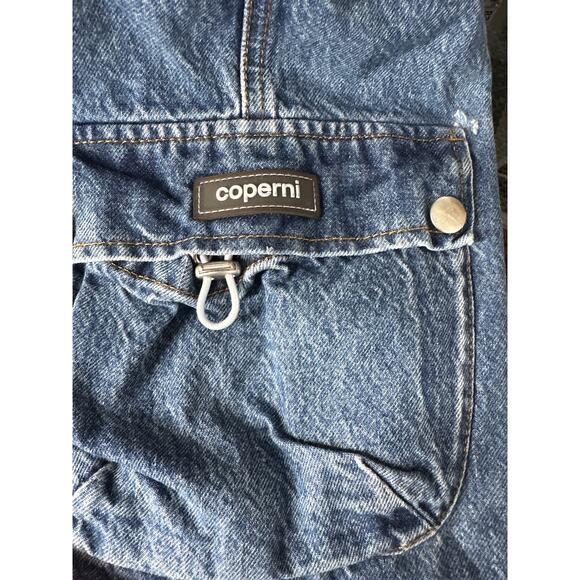 Coperni Cargo Skirt Medium Wash Denim Button Flap Pockets Mini A-Line Blue 4 - Picture 5 of 13